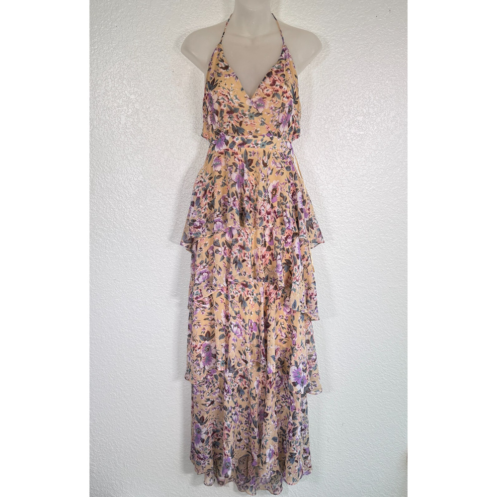 ASTR The Label Rosana Maxi Dress Womens Medium Floral Tiered Boho Cottagecore
